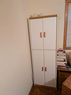 White Storage Cabinet. 