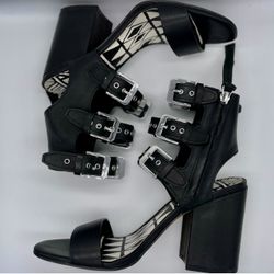 Dolce Vita Black Leather Strappy Buckle Sandals Size 8