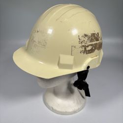 Vintage Bullard Hard Hat White Cream Construction Helmet Costume Halloween