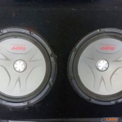 Two pioneer 15 inch speakers in custom box! Works perfectly and hits hard
