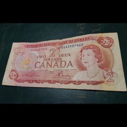 Canadian Banknote 2 Dollars 1974