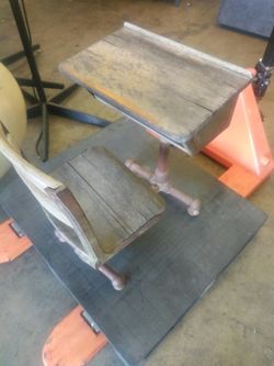 Vintage school desk. Wood and metal