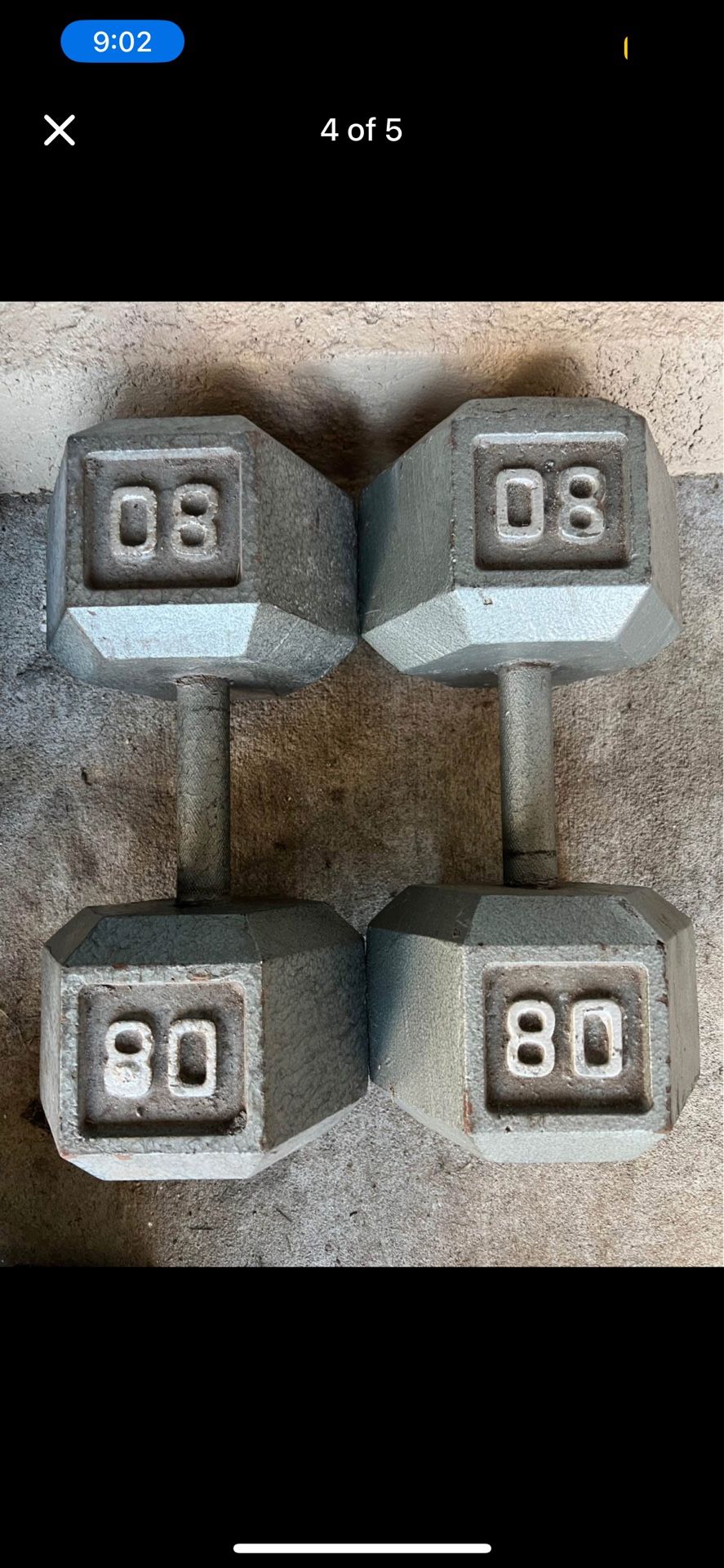 80lb Hex Dumbbells Pair