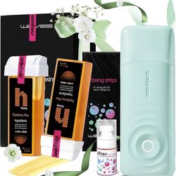 New Roll On Wax kit,Wax Roller Kit,Waxfans Roll On Warmer for Hair Removal,Waxing Kit for Sensitive Skin,at Home Waxing Roller for Women and Men,Soft