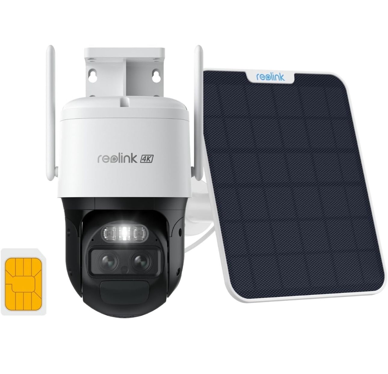 REOLINK 4K Dual Lens Cellular Security Camera, 4G LTE Auto Tracking, No WiFi Solar Powered, SIM Card Included, 6X Hybrid Zoom, 8MP Color Night Vision