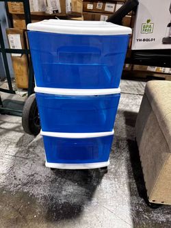 Drawer Tower, 3-Tier Storage Cart with Removable Wheels, White Frame