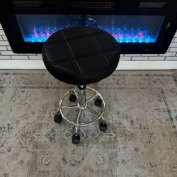 KKTONER Round Rolling Stool Chair PU Leather Height Adjustable Swivel Drafting Work SPA Shop Medical Salon Stools with Wheels Office Chair Small (Blac