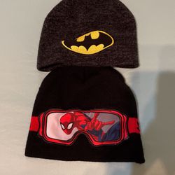 Spider-Man And Batman Size 2t-5t Winter Caps Toboggan 