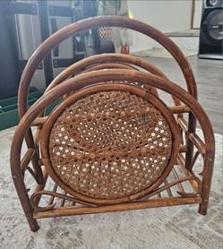 Vintage MCM Rattan magazine/record holder