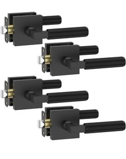 Asidrama 4 Pack Black Passage Door Handles, Door Lever with Door Knobs Indoor for Bedroom or Bathroom, Heavy Duty Door Handles Interior with Locks for