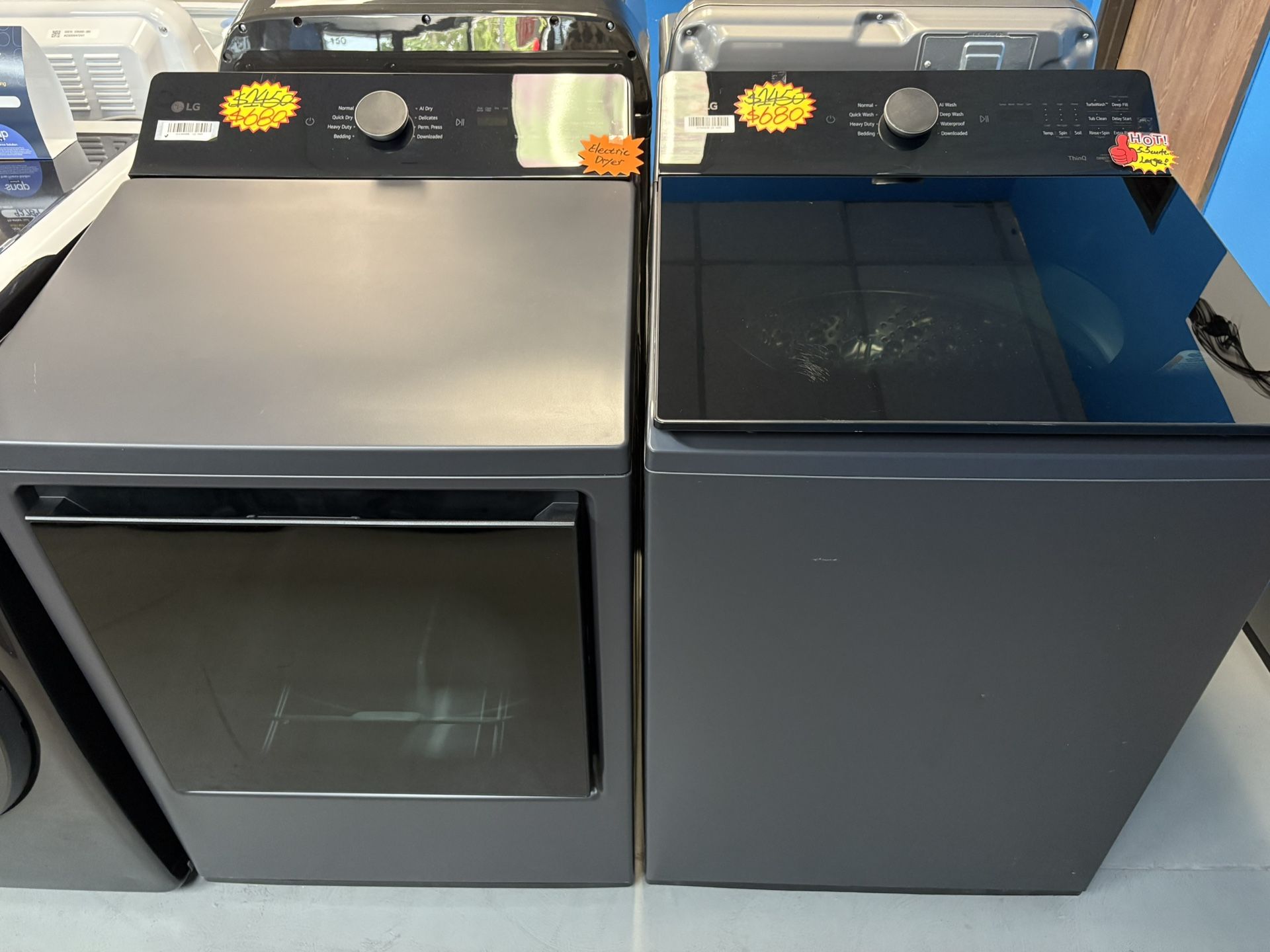 Large🔥LG 5.5 cu.ft Top Load Washer and Electric Dryer Set✨