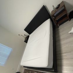 Queen Size Bed Frame With Faux Leather Headboard And Dresser