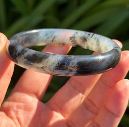 62mm black gray natural xiuyu jade bangle with pyrite 0756