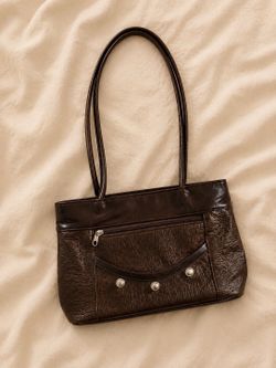 Vintage brown faux leather shoulder bag obo