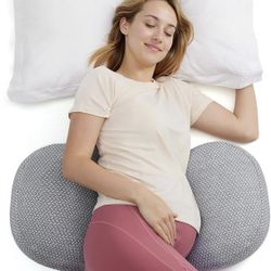 Momcozy Portable Pregnancy Pillow  Shaped Maternity Support for Side Sleepers, Adjustable Travel Wedge Pillow for Back, Belly, and Hip Relief, Idea