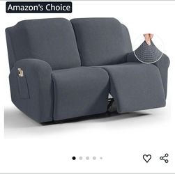 6104: New Recliner Loveseat Slipcover, 6 Pieces Dual Recliner Sofa Covers for 2 Seat Dual Reclining Loveseat Couch, Stretch Soft Jacquard Pattern Furn