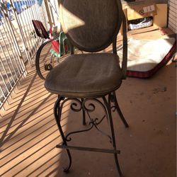 Sturdy Wrought Iron Upholstered  Stool  29 inches  High   Floor To Back 50 inches High 