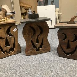 Hand Carved Wooden Pumpkins