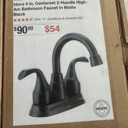 MOEN Idora 4 in. Centerset 2-Handle High-Arc Bathroom Faucet in Matte Black