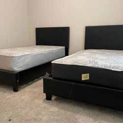 🤍 2 TWIN BED FRAMES , 2 TWIN MATTRESSES $520 WITH DELIVERY!!  YES THE PRICE IS REAL  CASH ON ARRIVAL! 
