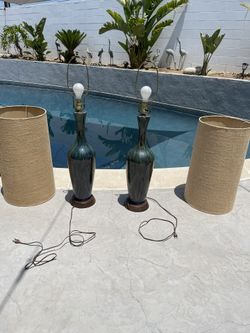 Large Vintage Mid Century Modern  Lamps Absolutely Stunning Colors Tall! MCM Set (pair) 