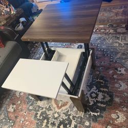 Square Contemporary Lift Top Coffee Table With Desk And Storage 