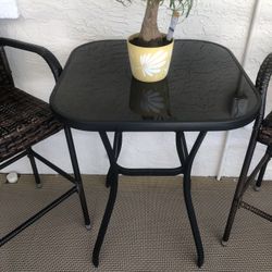 Bistro Bar Table W 2 High Back Chairs