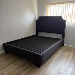 Upholstery Charcoal gray bed frame 