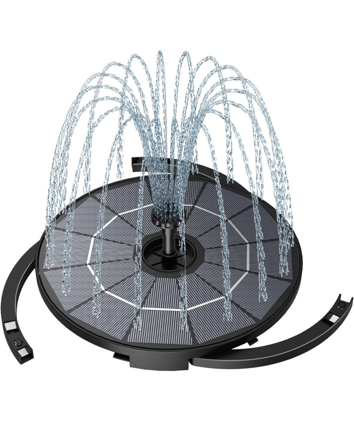 2.8W DIY Solar Fountain with 3.9ft Cord, Solar Bird Bath Fountain with 6 Nozzles and Bracket, Solar Fountain Pump for Bird Bath, Pool, Garden, Pond an