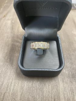 3CT Channel Set Emerald Cut Diamond Eternity Band In 14k Yellow Gold. 100% Natural & Certified Diamonds Only 