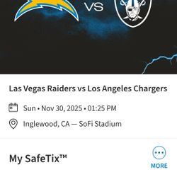 6 Chargers Vs Raiders Tickets