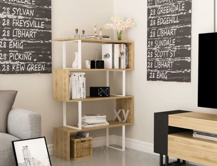 White Geometric Bookshelf