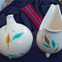 MCM Salem DAYBREAK creamer & sugar atomic age pottery

- PERFECT !