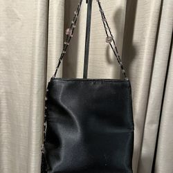 Black Satin & Glass Beads Strap Evening Bag
