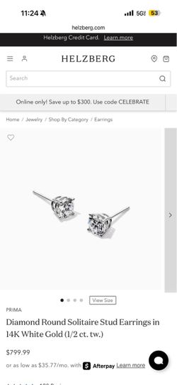 Helzberg Diamond Round Stud Earrings in 18K White Gold (1/2 ct. tw.)