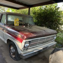 1969 Ford F250 1 Ton Maroon, And White
