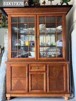 Two-Piece Wooden China Cabinet and hutch