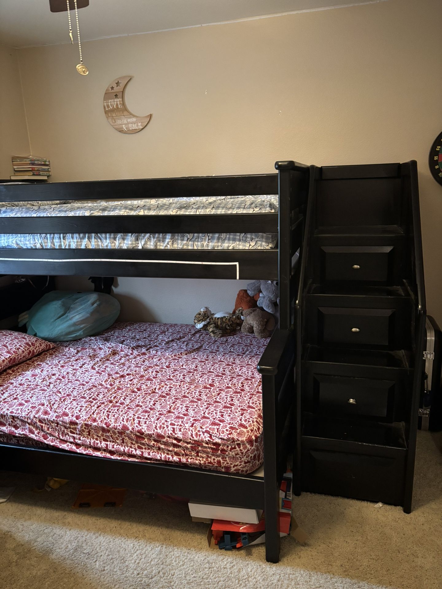 Black Solid Wood Bunk Bed