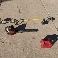 Gas Trimmer, Gas Blower, And Gas Can 