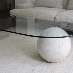 Vintage Postmodern Waterfall Glass and Plaster Coffee Table