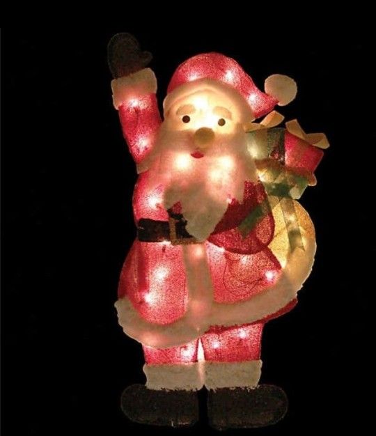Northlight - 32" Red and White Lighted Waving Santa with Gifts Christmas Outdoor