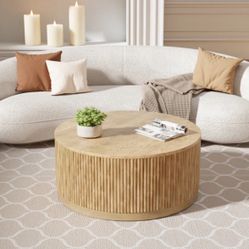 Brand New In Box Round Wood Coffee Table