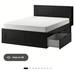 IKEA blk wooden Bedframe  w/ drawers