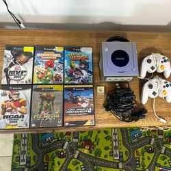 Silver GameCube Bundle With Games, Cords, Controllers, And Memory Card