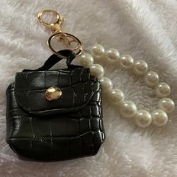 NEW Cute Black Mini Bag & Pearl Keychain 