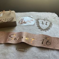 Sweet 16 Tiers  Banner And Beautiful Necklace With Earrings
