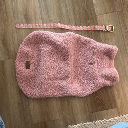 Pink Sherpa Dog Vest And Free Water Resistant Collar 