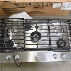 New Kitchen Aid 36” Gas Cooktop Stainless Steel 