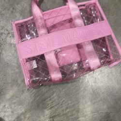 Steve Madden Pink/Clear Tote Bag