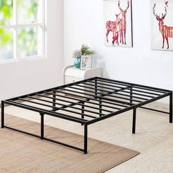 Queen Size Metal Platform Bed Frame, No Box Spring Needed/Mattress Foundation/St
